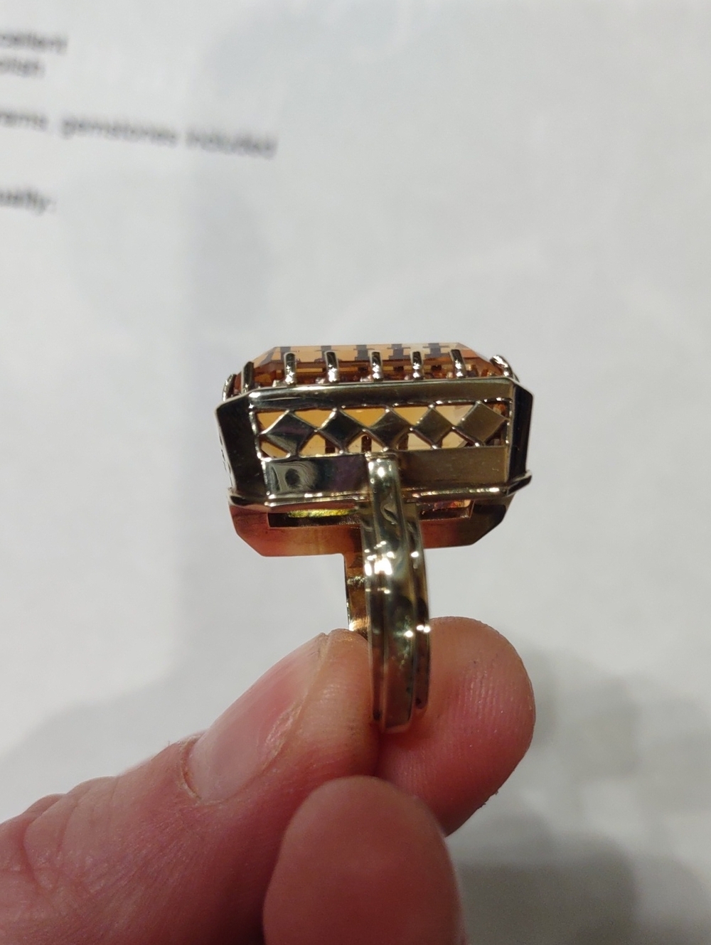 Citrine 14kt Yellow Gold Emerald-Cut Ring 15 Carat Stone Appraisal Natural Stone - Picture 10 of 12